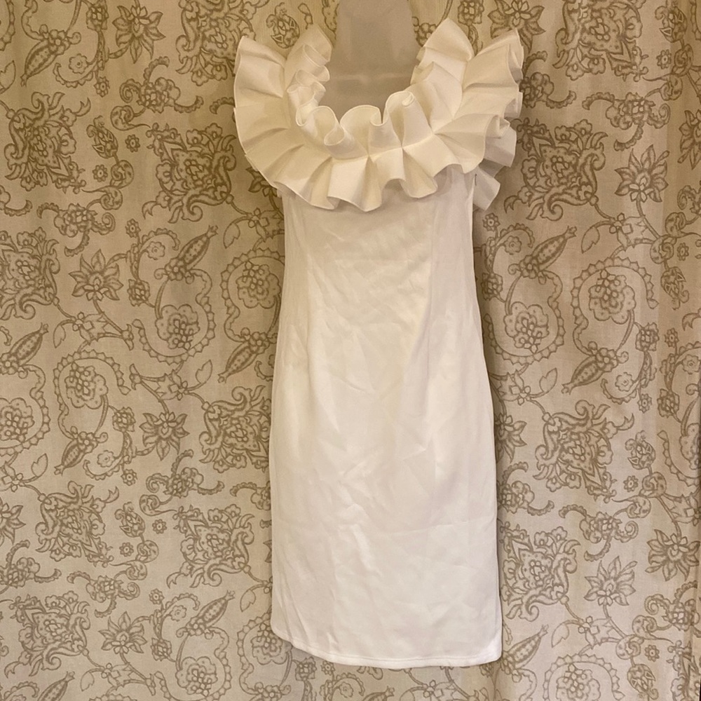 Satin Feel White Cocktail Dress L NWT